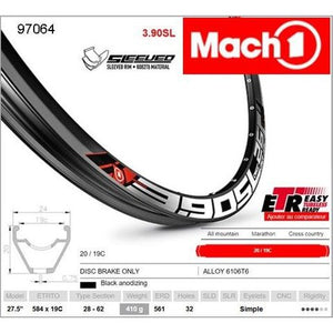 Mach 1 RIM 27.5/650B x 19mm - Mach1 3.90 SL - 32H - (584 x 19) - Presta Valve - Disc Brake - D/W - BLACK - Eyeleted - Tubeless Ready - - (ERD 561)