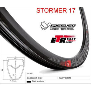 Mach 1 RIM 700C x 17mm - Mach1 STORMER - 32H - (622 x 17) - Presta Valve - Disc Brake - D/W - BLACK - Tubeless Ready - - (ERD 590)