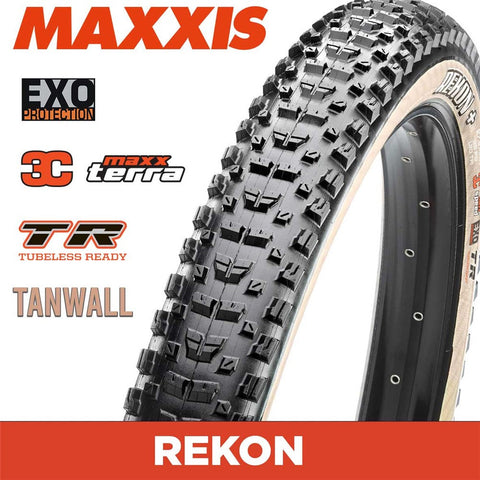 Maxxis REKON+ PLUS - 27.5 X 2.80 FOLDING 60TPI EXO 3C MAXXTERRA TR DARK TANWALL
