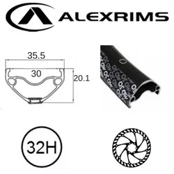 RIM 27.5/650B x 30mm - ALEX MD30 - 32H - (584 x 30) - Presta Valve - Disc Brake - D/W - BLACK - Eyeleted - Tubeless Ready