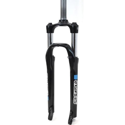 SR Suntour Suspension Fork 26", XCE, travel 100mm, for axle 9mm, coil spring w/preload adjuster, 28mm Stanchions - 1 1/8" steerer, DISC, BLACK