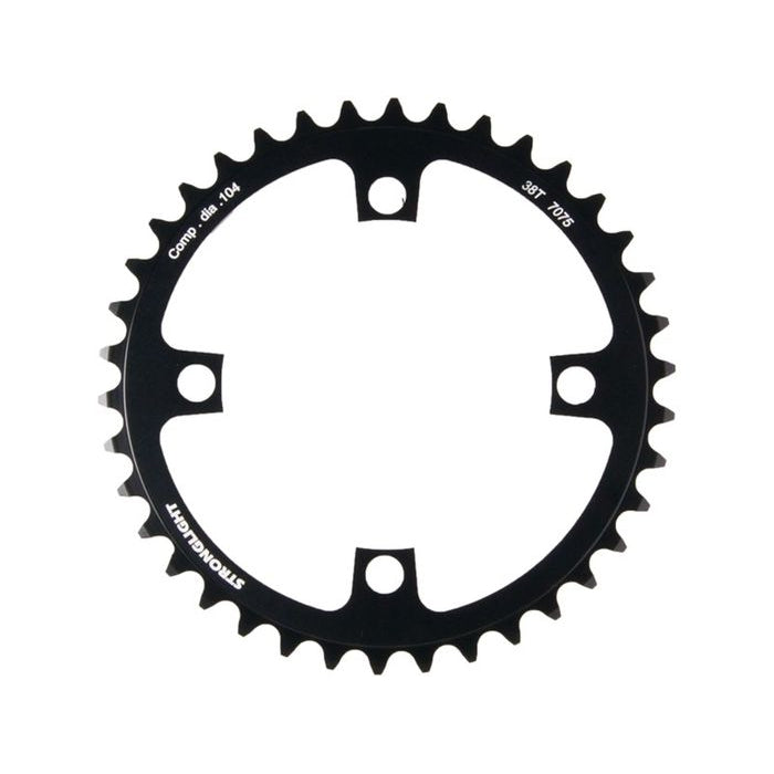 STRONGLIGHT E-BIKE CHAINRING, 38T, 7075 CNC Black - 104mm BCD, 4 Hole. BOSCH Compatible 1st & 3rd Gen.