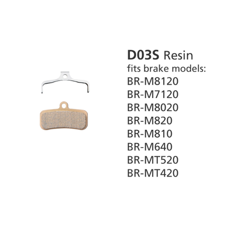 Shimano BR-M8020 RESIN PAD &SPRING D03S also BR-M820/BR-M640 BR-M810/BR-MT520 (also known as Y1XM98010)