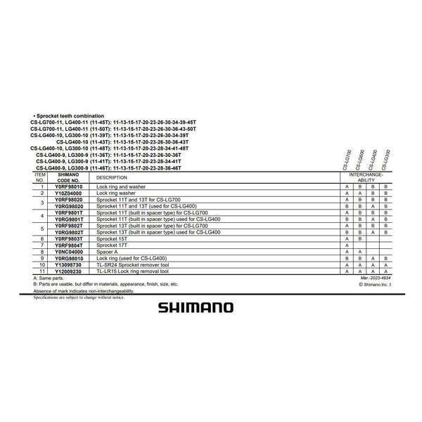 Shimano Cues CS-LG700-11 LOCK RING/WASHER