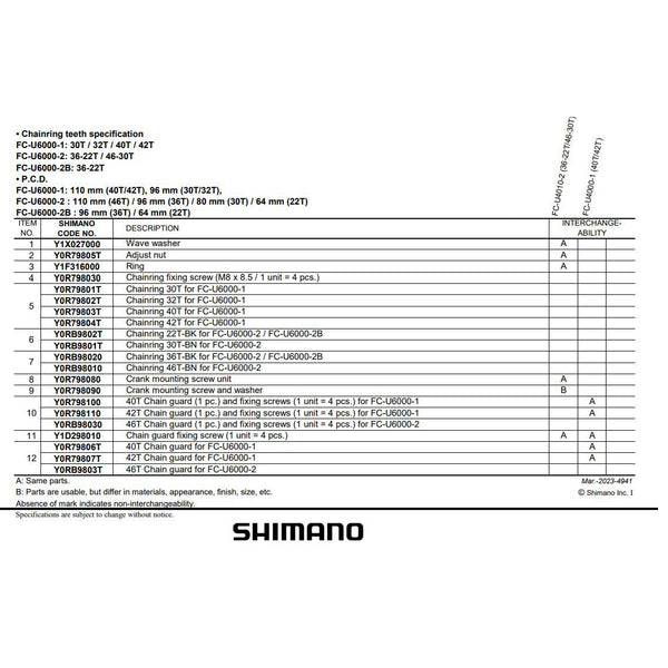 Shimano Cues FC-U6000-2 CHAINRING 30T-BN