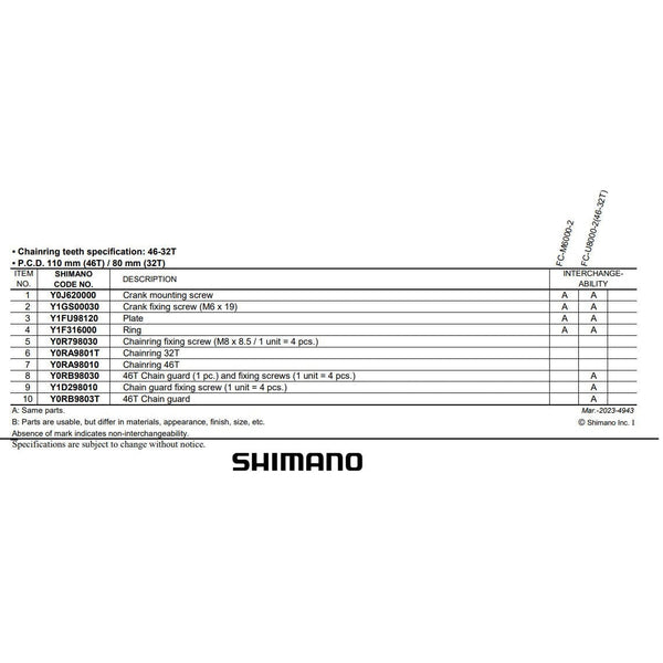 Shimano Cues FC-U6000 CHAINRING FIXING SCREW M8 x 8.5 / 1 UNIT = 4PCS