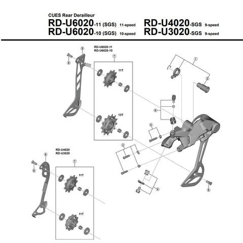 Shimano Cues RD-U8020 BRACKET AXLE UNIT (Mounting Screw Unit)