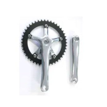 Single chainwheel set, 3/32 x 44T, alloy, Black, alloy 170mm silver crank