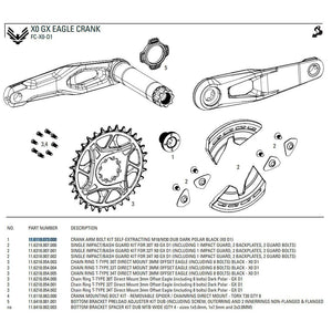 Sram CRANK ARM BOLT KIT SELF-EXTRACTING M18/M30 DUB DARK POLAR BLACK (X0 D1)