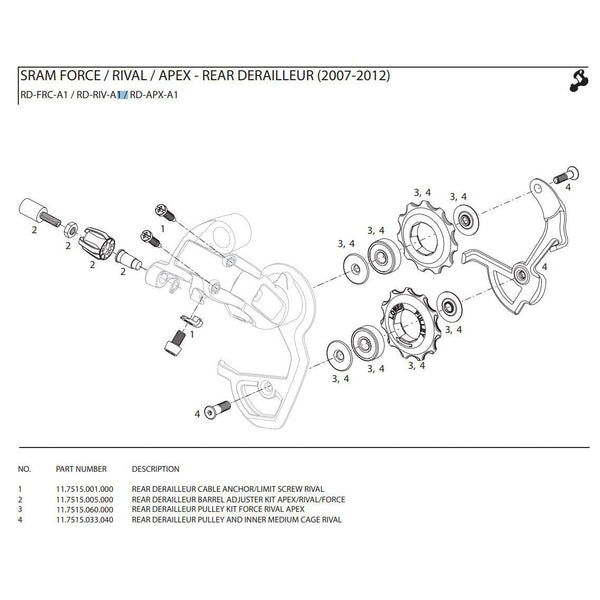 Sram REAR DERAILLEUR PULLEY KIT FORCE RIVAL APEX