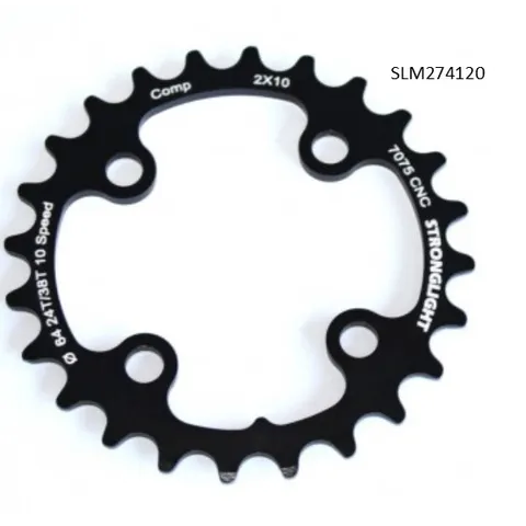 Stronglight CHAINRING - MTB "STRONGLIGHT", 22T, 7075 CNC Black Shimano - 64mm BCD, 4 Hole for 10 Spd