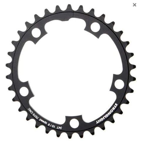 Stronglight CHAINRING - ROAD "STRONGLIGHT", 34T, 7075 CNC Black - 110mm BCD, 5 Hole for 9/10 Spd
