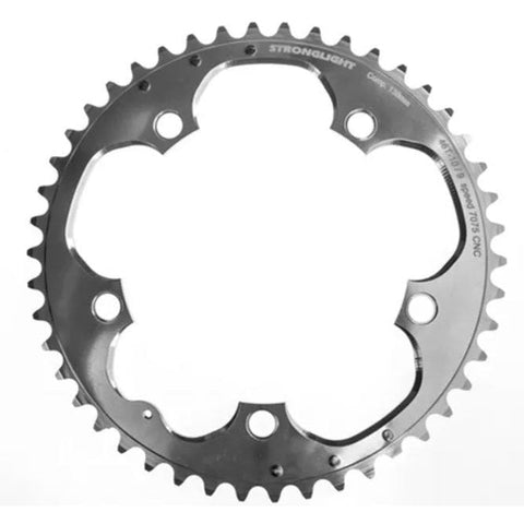 Stronglight CHAINRING - ROAD "STRONGLIGHT", 46T, 7075 CNC Silver - 130mm BCD, 5 Hole for 9/10 Spd