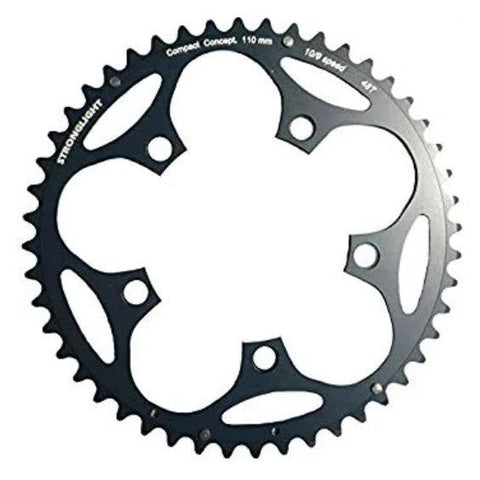 Stronglight CHAINRING - ROAD "STRONGLIGHT", 48T, 5083 Black - 110mm BCD, 5 Hole for 9/10 Spd (Does NOT have Pickup Points)