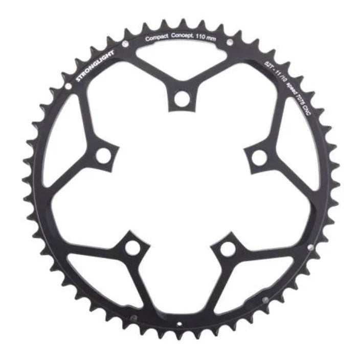 Stronglight CHAINRING - ROAD "STRONGLIGHT", 50T, 7075 CNC Black - 110mm BCD, 5 Hole for 10/11 Spd
