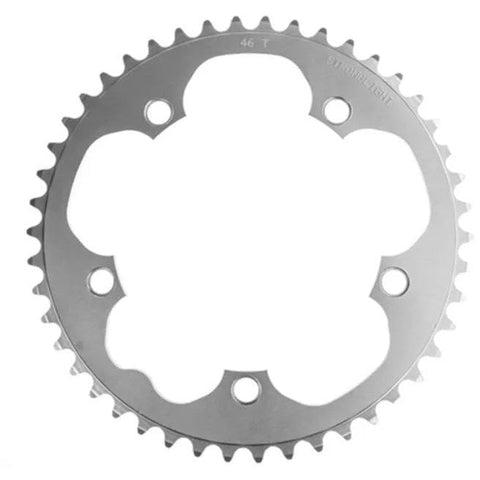 Stronglight ROAD CHAINRING, STANDARD TYPE S - 5083 SILVER, 9/10 speed, 130 BCD Outer.46T, 5 arms, A Stronglight , CHAINRING - 267016 (Does NOT have Pickup Points)