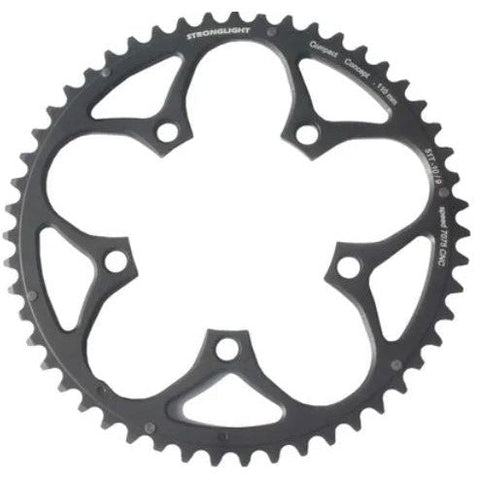 Stronglight ROAD CHAINRING, STANDARD, TYPE S - 7075 CNC, BLACK, 9/10, 110 BCD, Outer, 52T, 5 arms "STRONGLIGHT"