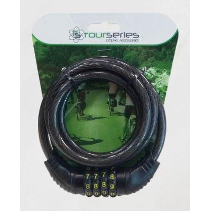 Tour Series Cable lock, black, 4 digit, resettable combination, 10mm x 1500mm