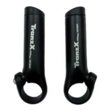 TranzX Bar ends, alloy, straight type, 80mm with comfort thumb grooves, Black