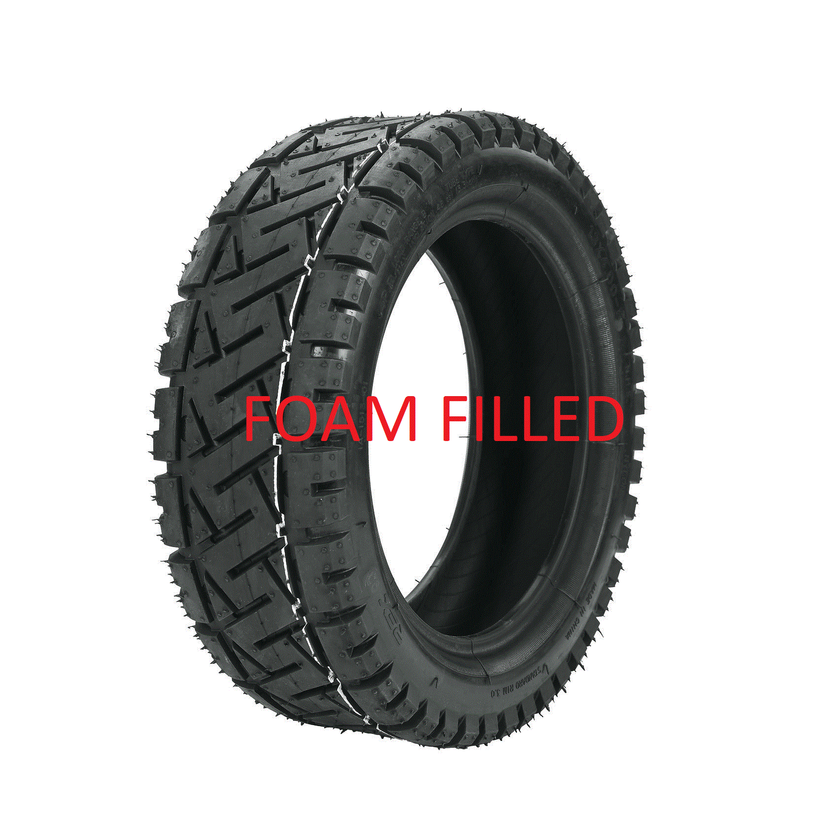 Tyre 13 x 4.00-8 Foam Filled Black. Tread IA-1513-01. **SOLID**