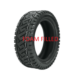 Tyre 13 x 4.00-8 Foam Filled Black. Tread IA-1513-01. **SOLID**