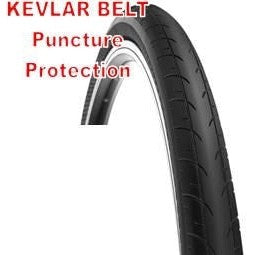 Tyre 700 x 28C BLACK PUNCTURE PROTECTED w/KEVLAR BELT