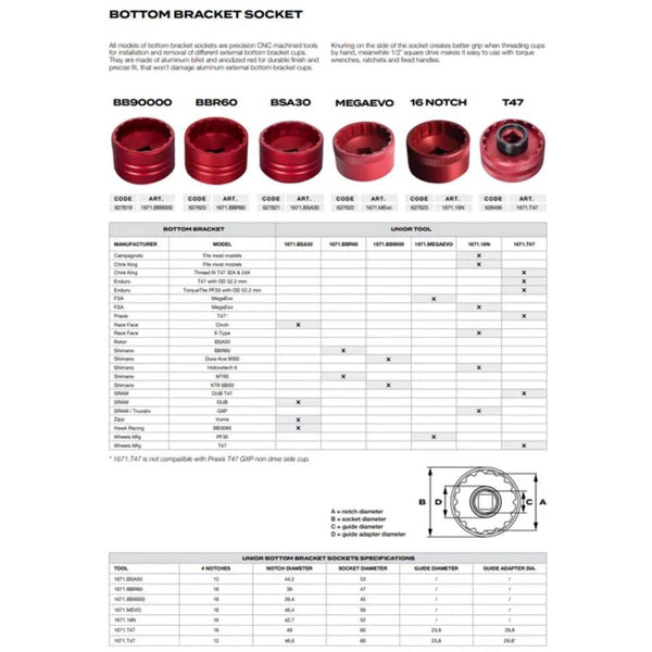 Unior Bottom Bracket Socket, T47, Anodized Red 628495