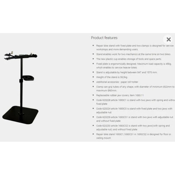 Unior Pro Repair Stand with Base Plate - Double Clamp, quick release, 627771 Professional