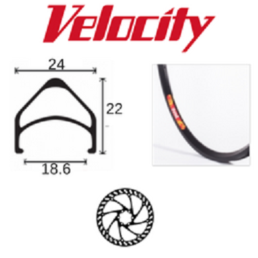 VELOCITY RIM - Dyad 700C 32H Black ANO NON