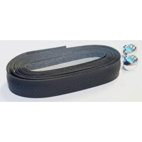Velo Handlebar Cushion Tape, Black Microfibre (holes w/black background), w Plugs