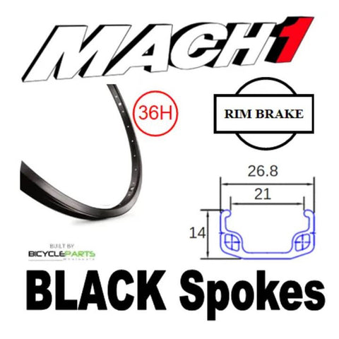 WHEEL - 24" Mach1 110 36H S/j Black Rim, FRONT 3/8" Nutted (100mm OLD) Loose Ball Joytech Black
