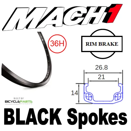 WHEEL - 24" Mach1 110 36H S/j Black Rim, FRONT Q/R (100mm OLD) Loose Ball Joytech Black Hub, Mach 1 BLACK Spokes
