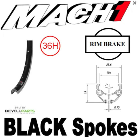 WHEEL - 27.5 / 650B Mach1 ER-10 36H Black Rim, SCREW-ON MULTI Q/R (135mm OLD) Loose Ball KK Rival Black Hub, Mach 1 BLACK Spokes
