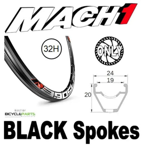 WHEEL - 27.5/650B Mach1 3.90 SL 32H S/j Black Rim, 8/10 SPEED Q/R (135mm OLD) 6 Bolt Disc Loose Ball Joytech Black Hub, Mach 1 BLACK Spokes