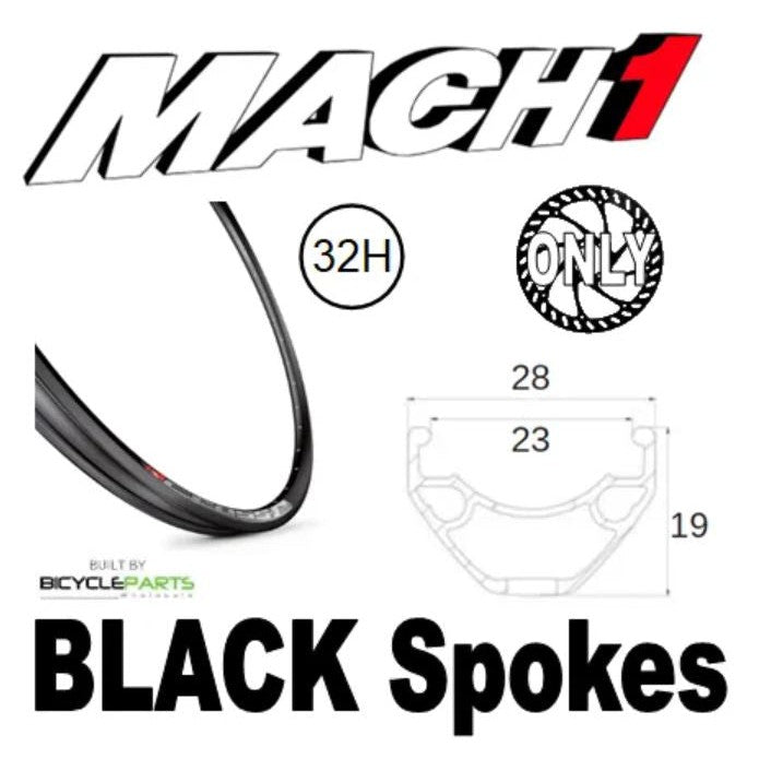 WHEEL - 27.5/650B Mach1 CROSS-R 23 32H S/j Black Rim, 8/11 SPEED 12mm T/A (142mm OLD) 6 Bolt Disc Sealed Novatec Black Hub, Mach 1 BLACK Spokes