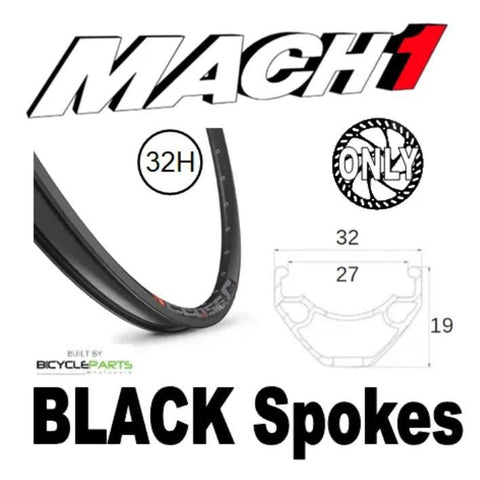 WHEEL - 27.5/650B Mach1 CROSS-R 27 32H S/j Black Rim, 8/11 Speed Q/R (141mm OLD) 6 Bolt Disc Sealed Novatec Black Hub, Mach 1 BLACK Spokes (Fits Giant Stance with 141 rear spacing)