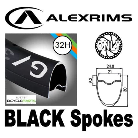 WHEEL - 700C Alex GV30 32H S/j Black Rim, 8/10 SPEED Q/R (135mm OLD) 6 Bolt Disc Loose Ball Joytech Black Hub, Mach 1 BLACK Spokes