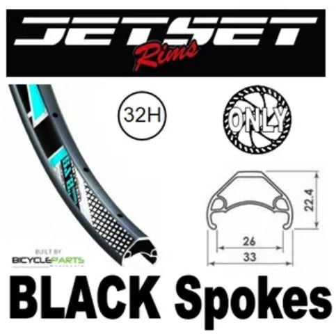 WHEEL Rear - 29er Jetset HC-E331 32H P/j Matt Black Rim, 8/11 SPEED 12mm T/A (148mm OLD) 6 Bolt Disc Sealed Novatec Boost Black Hub, Mach 1 BLACK Spokes