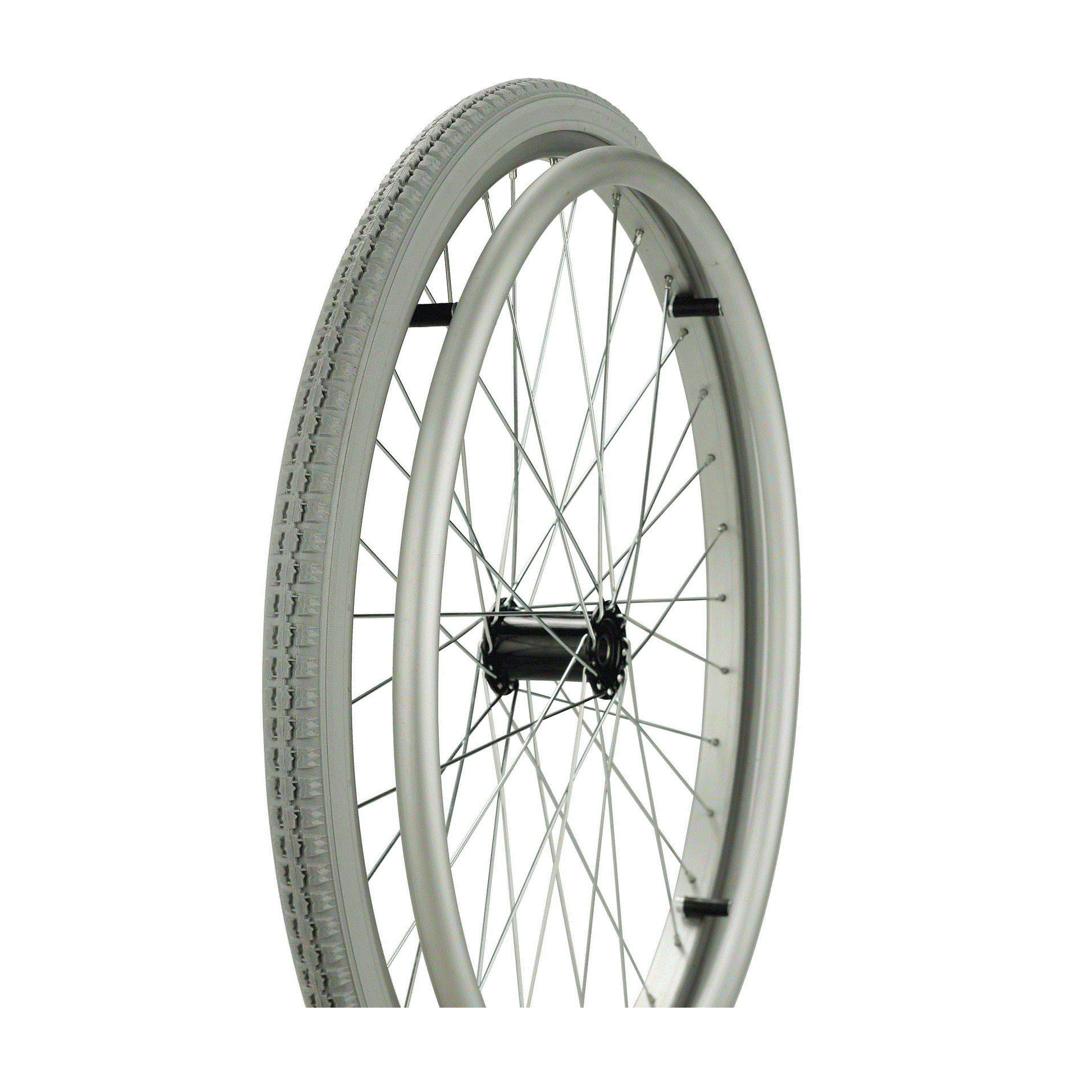 Wheel 22X1-3/8 Alloy With Push Rim & PU Solid tyre - 12mm bearing