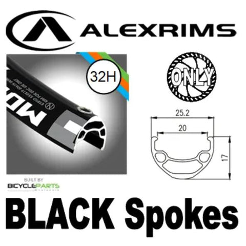Wheel - 29er Alex MD19 32H P/j Black Rim, 8/10 speed QR (135) 6 bolt disc loose ball Joytech Black Hub, Mach 1 Black Spokes