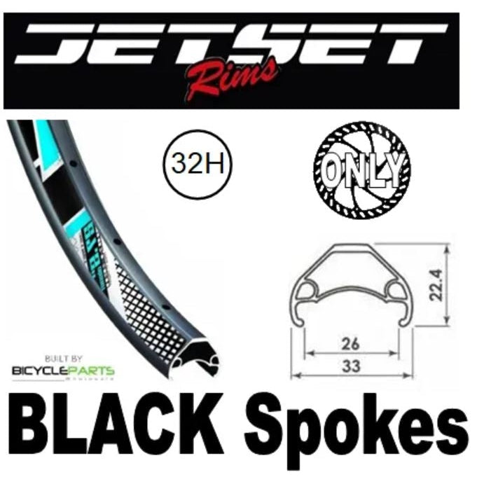 Wheel - 29er Jetset HC-E331 32H P/j Matt Black Rim, Q/R (135mm OLD) 6 Bolt Disc Loose Ball Joytech Black Hub, Mach 1 Black Spokes92278B