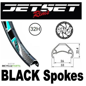 Wheel - 29er Jetset HC-E331 32H P/j Matt Black Rim, Q/R (135mm OLD) 6 Bolt Disc Loose Ball Joytech Black Hub, Mach 1 Black Spokes92278B